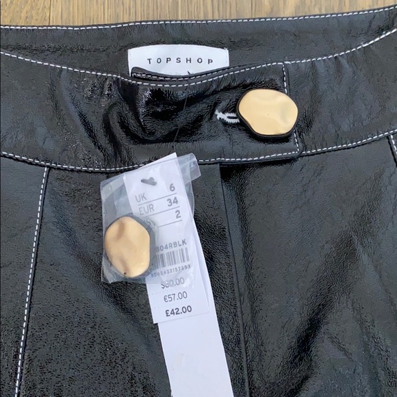 NWT Topshop A-line vinyl midi skirt, size US 2 - Picture 3 of 3